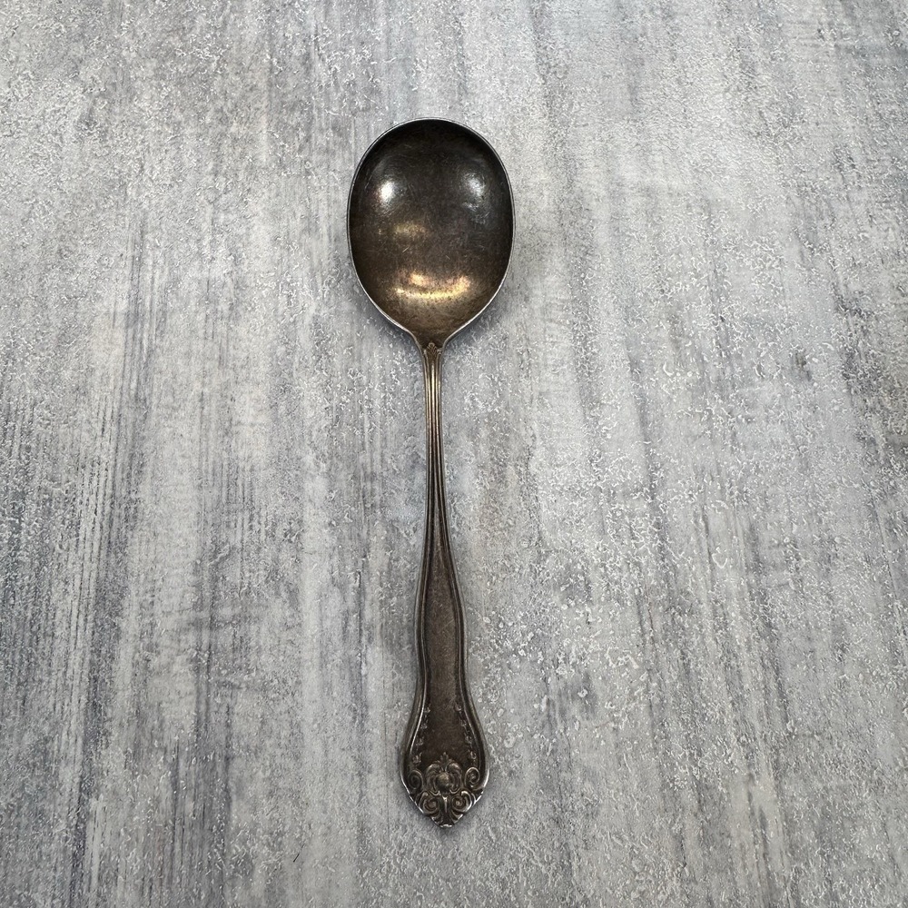 Antique 1904 E.H.H. Smith Silver plate bouillon Soup Spoon Marseilles S Triangle